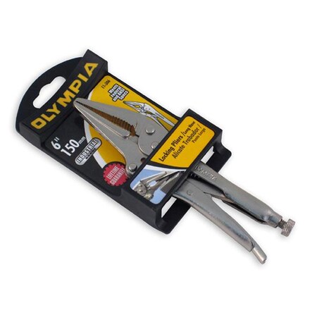 Olympia Tools 6" Long Nose Locking Pliers With Wire Cutter 11-306